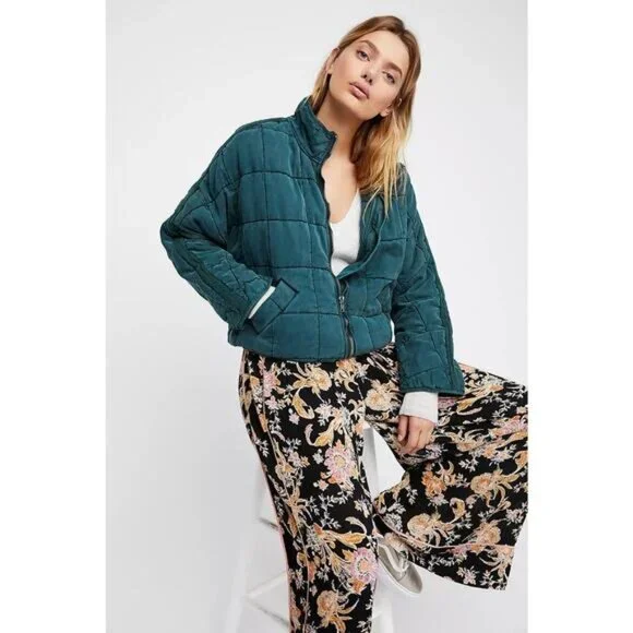 Free People Dolman Quilted Jacket Large Evergreen - Picture 4 of 4